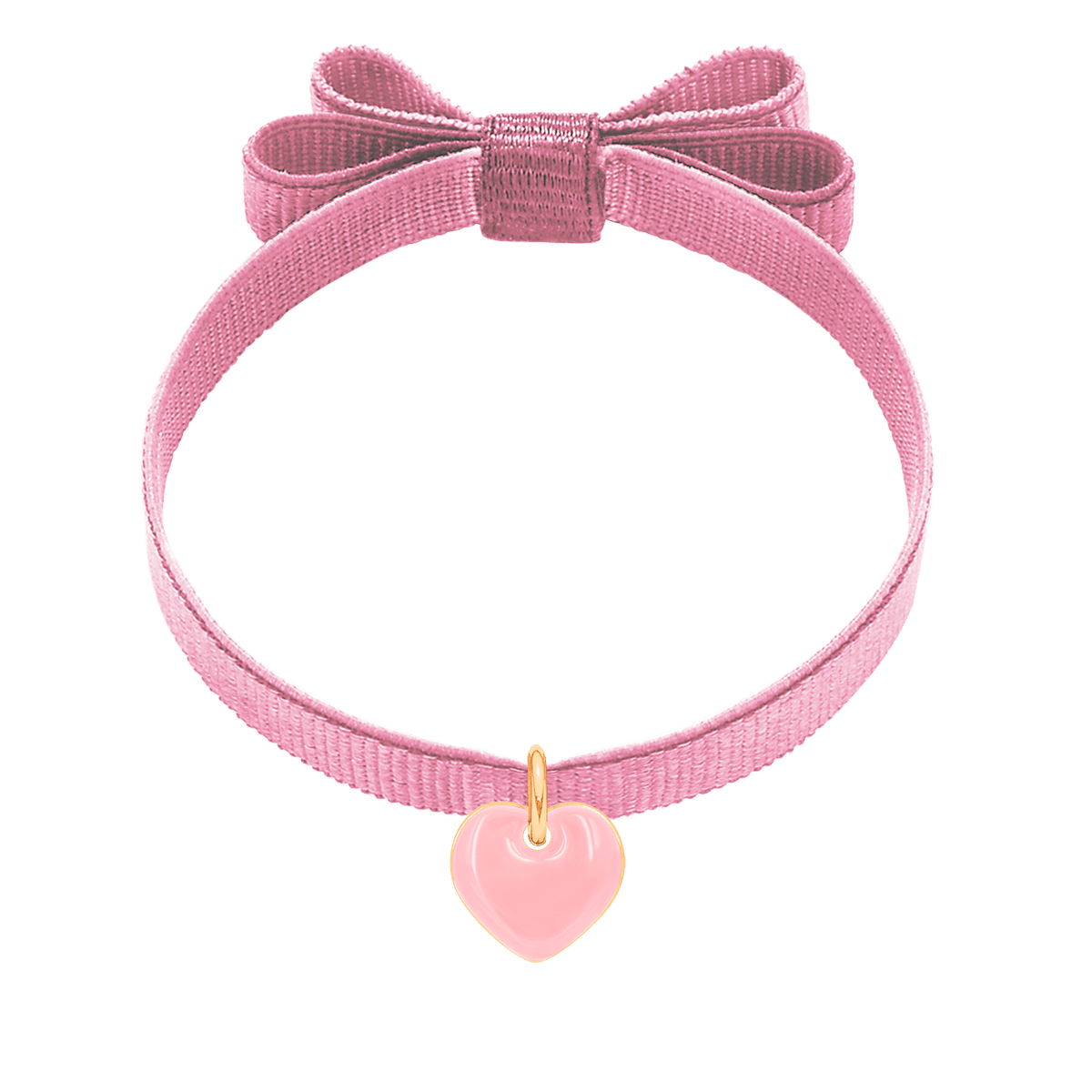 Schleifenarmband mit rosafarbenem 1 cm Herz am rosa Band