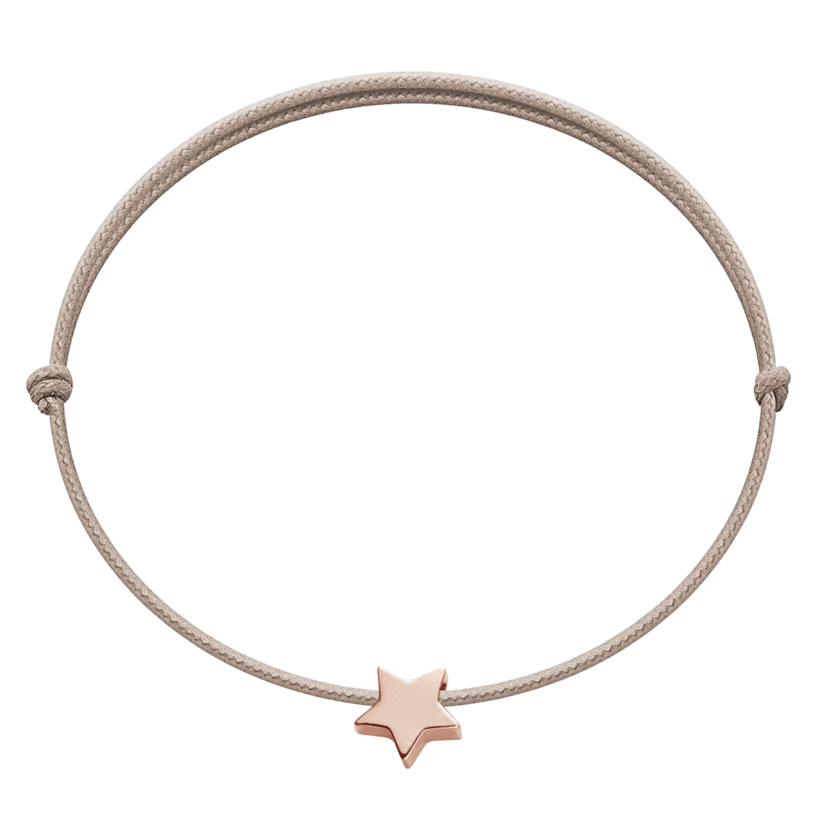 Armband mit einem Etinkelle -Stern, rosa Vergoldung, auf einer dünnen beige Saite