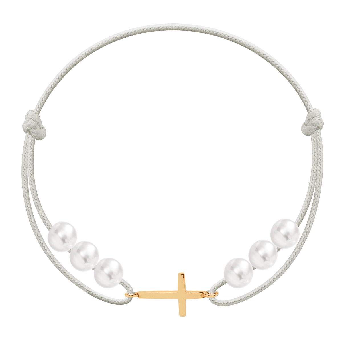 Armband mit Kreuz und weißen Perlen