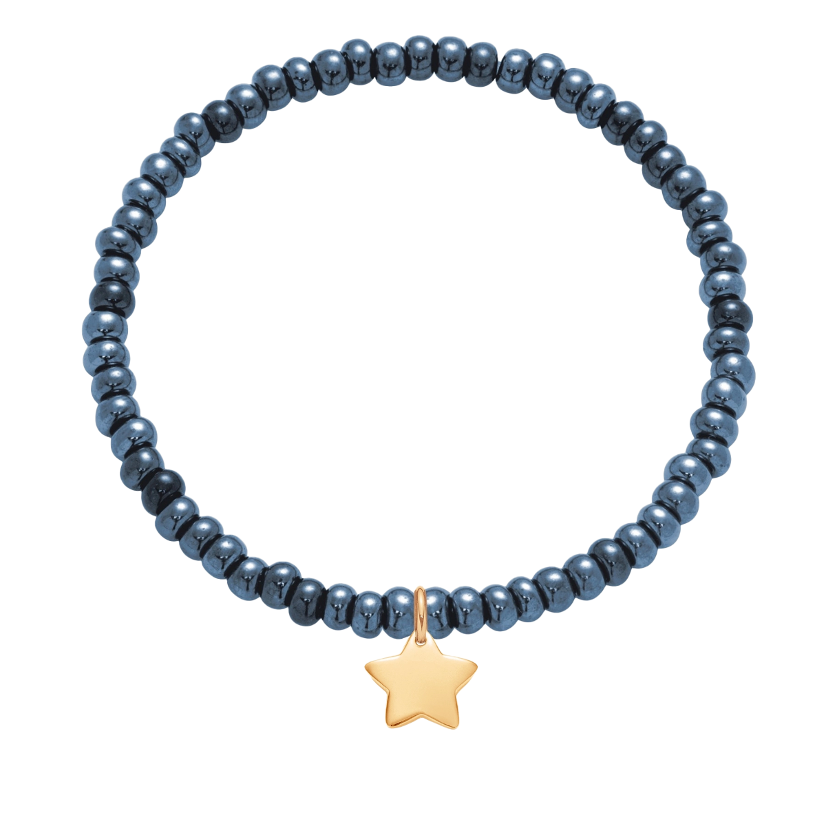 Perlenarmband Rocaille marinenblau mit vergoldetem 1 cm Stern