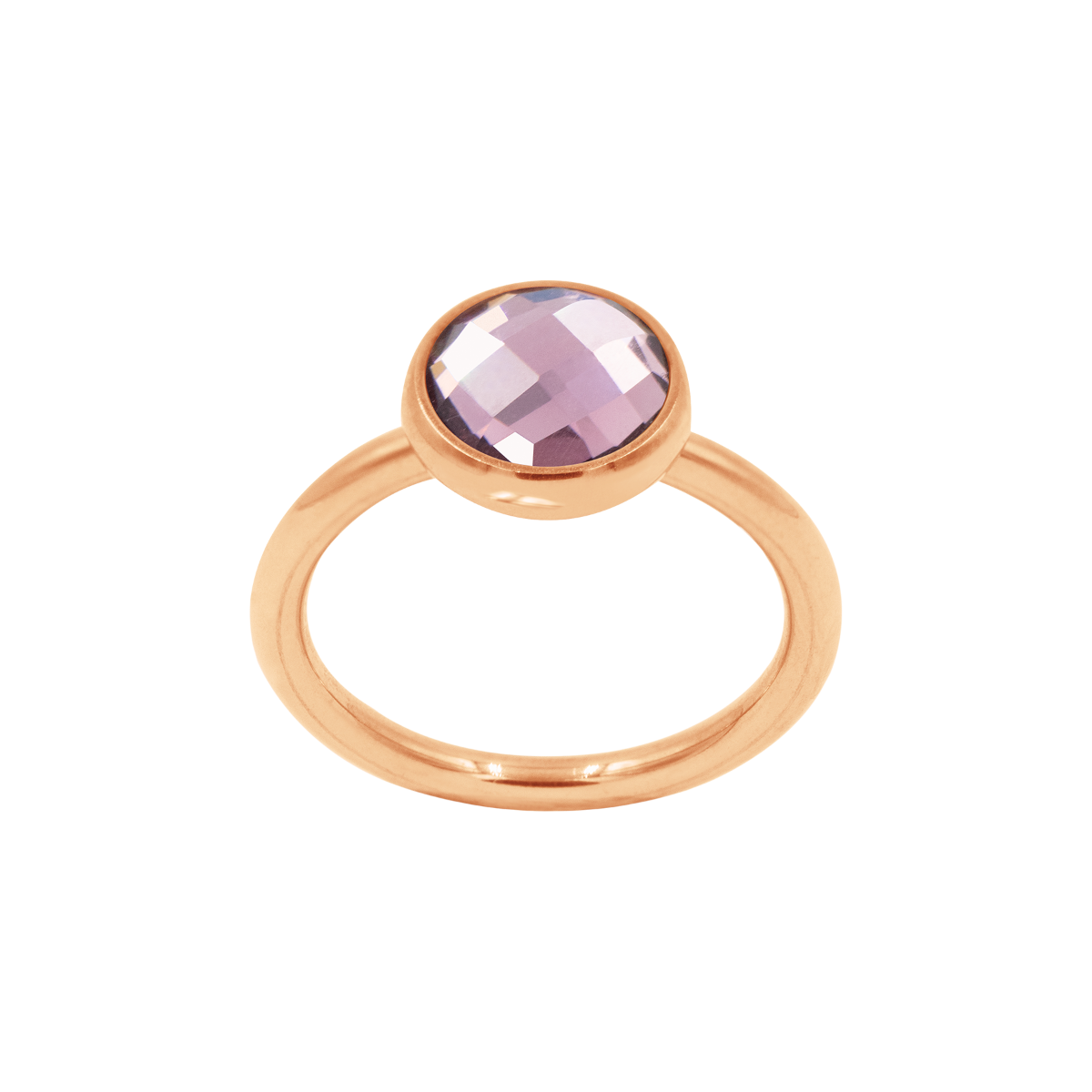 Ring mit violettem Quarz rosévergoldet