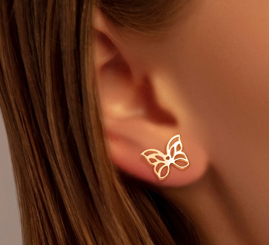 Ohrringe Schmetterling offen gearbeitete vergoldet