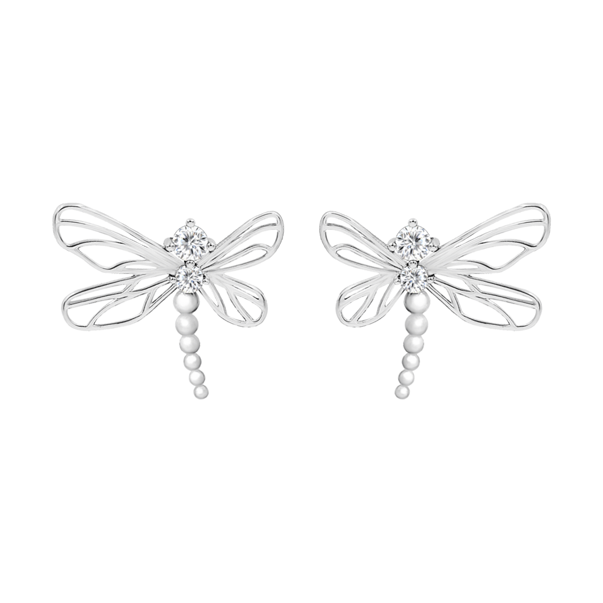 Libellen Ohrringe mit weißen Zirkonen versilbert