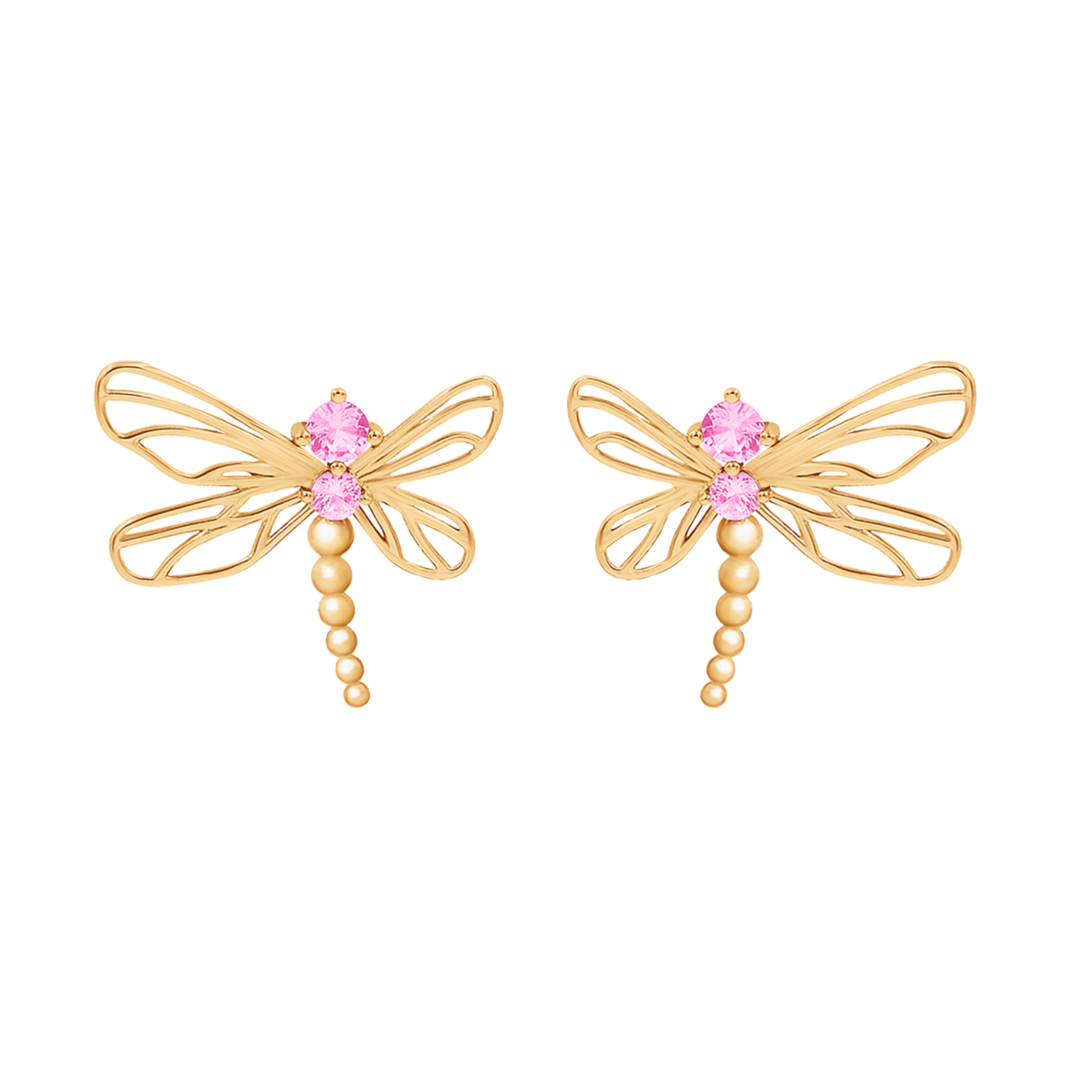 Libellen Ohrringe mit rosa Zirkonen vergoldet