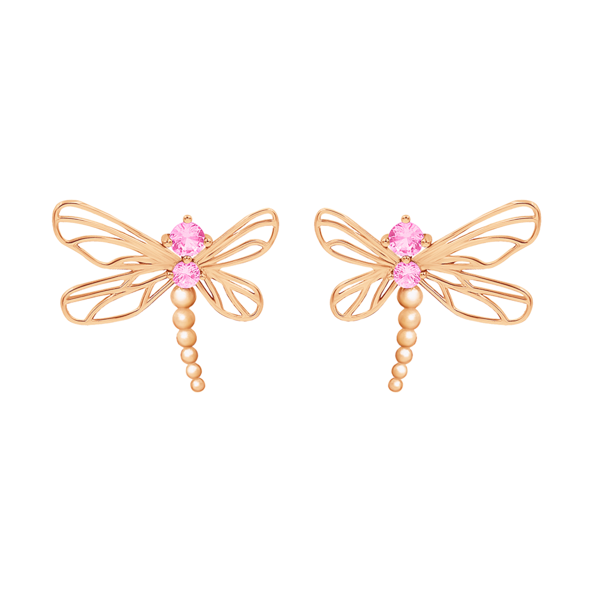 Libellen Ohrringe mit rosa Zirkonen rosévergoldet