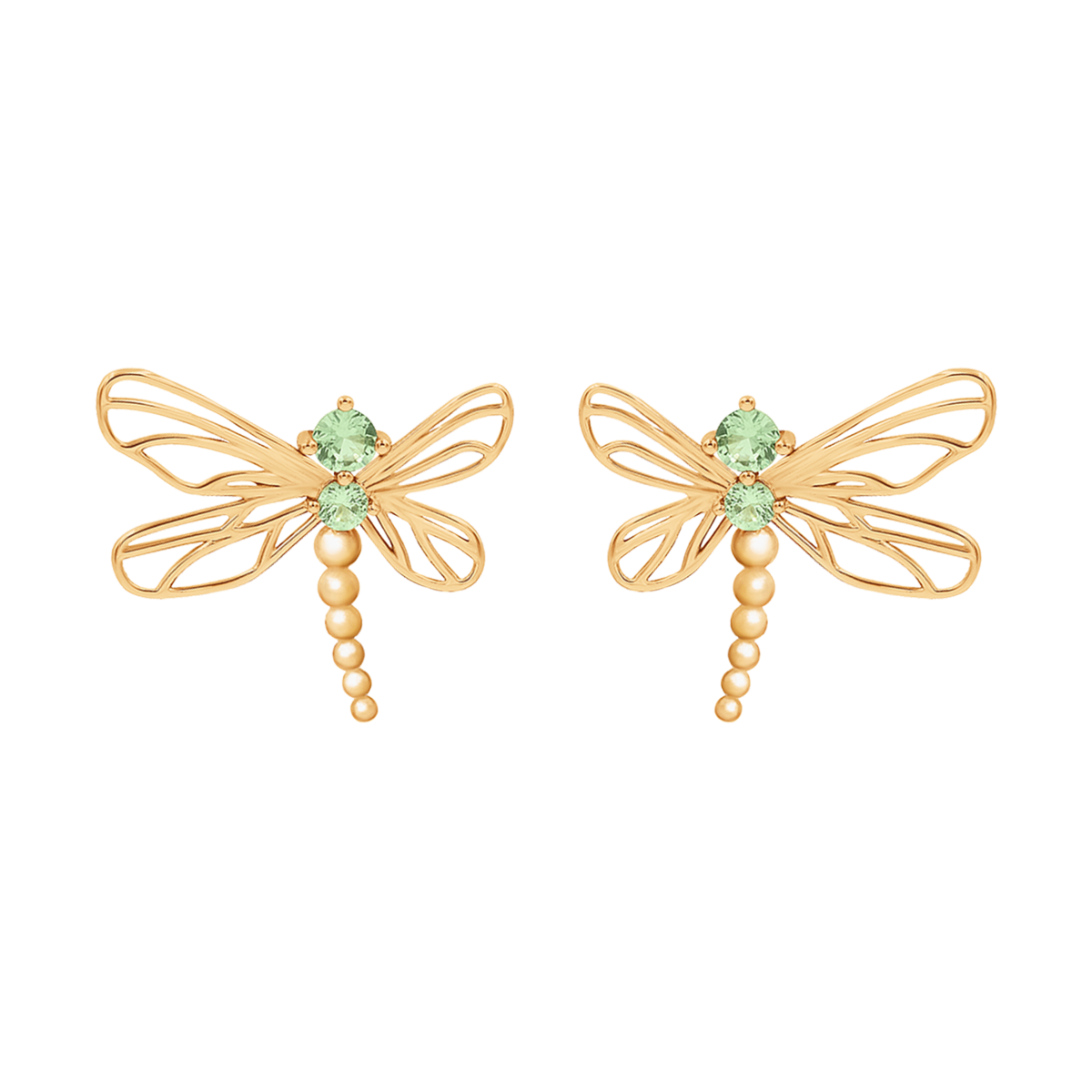 Libellen Ohrringe mit grünen Zirkonen