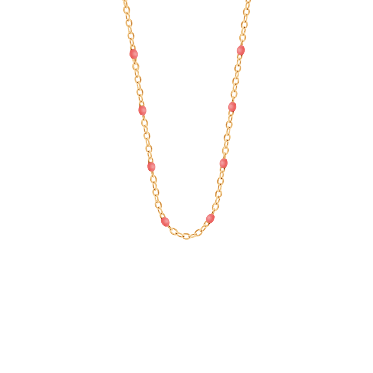Halskette mit korallenfarbener Emaille 42cm, vergoldet
