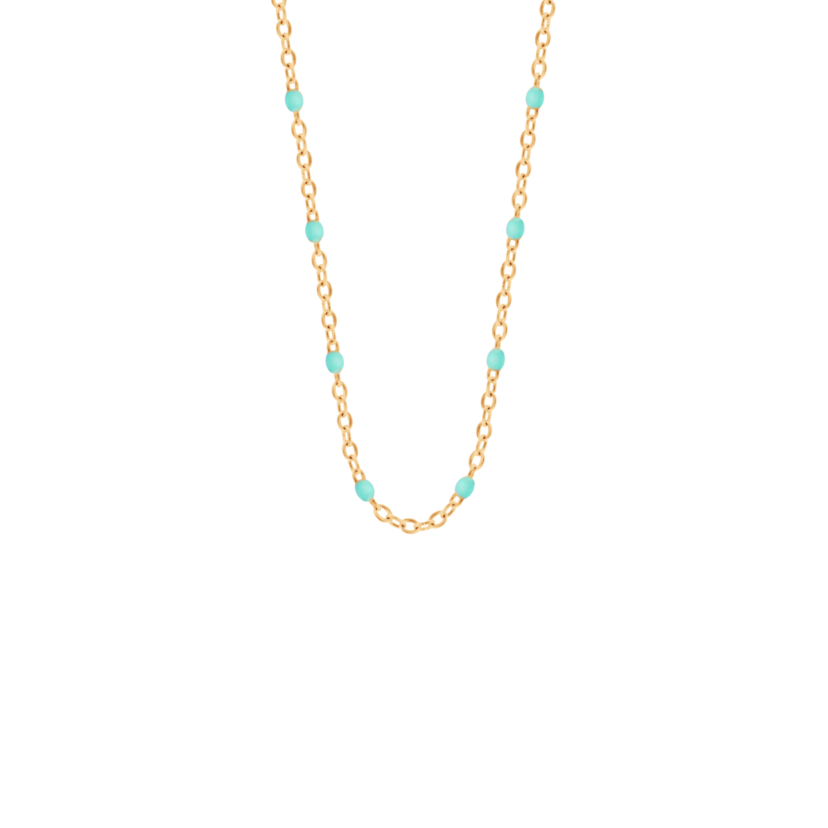 Halskette mit mintfarbener Emaille 42cm, vergoldet