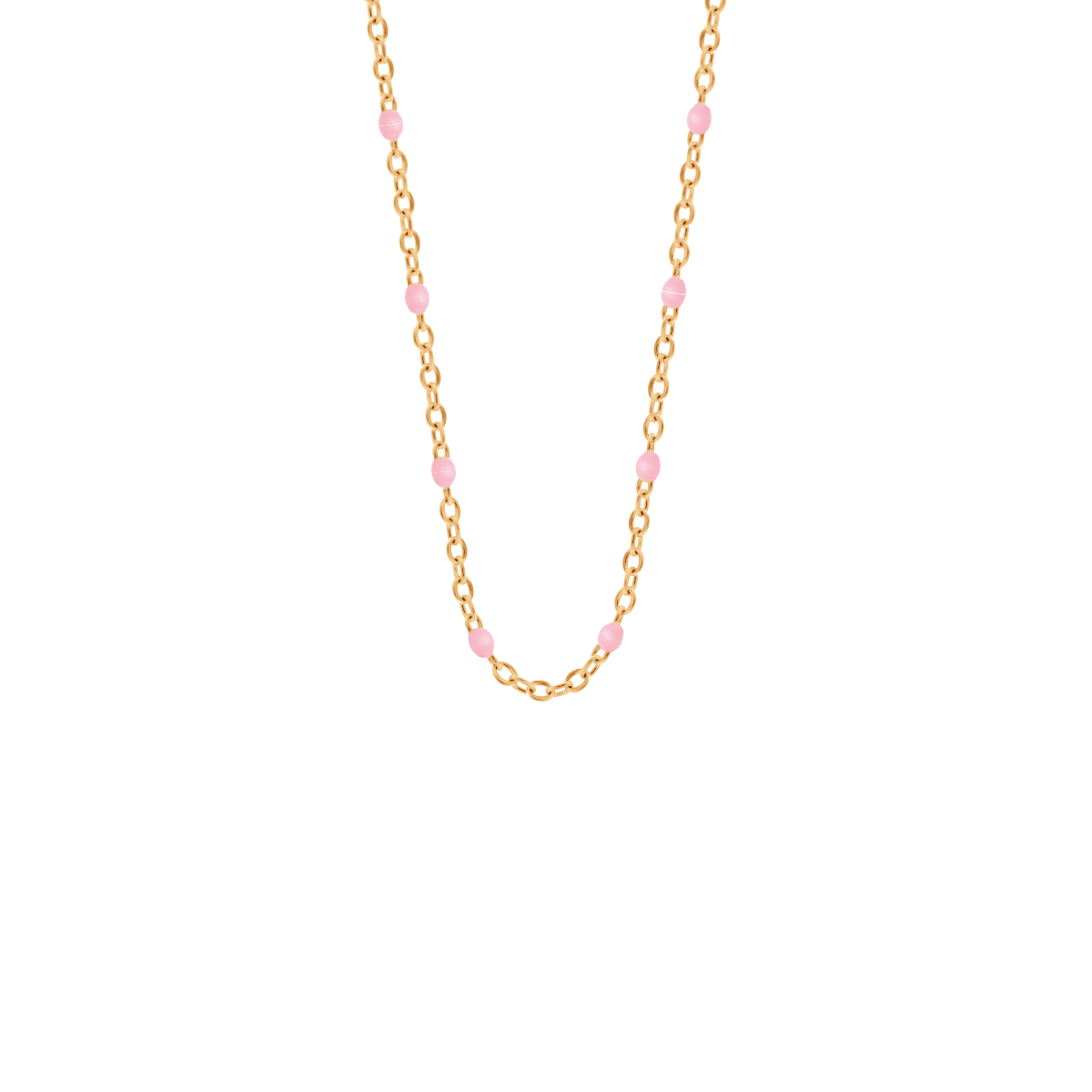 Halskette mit rosafarbener Emaille 42cm, vergoldet