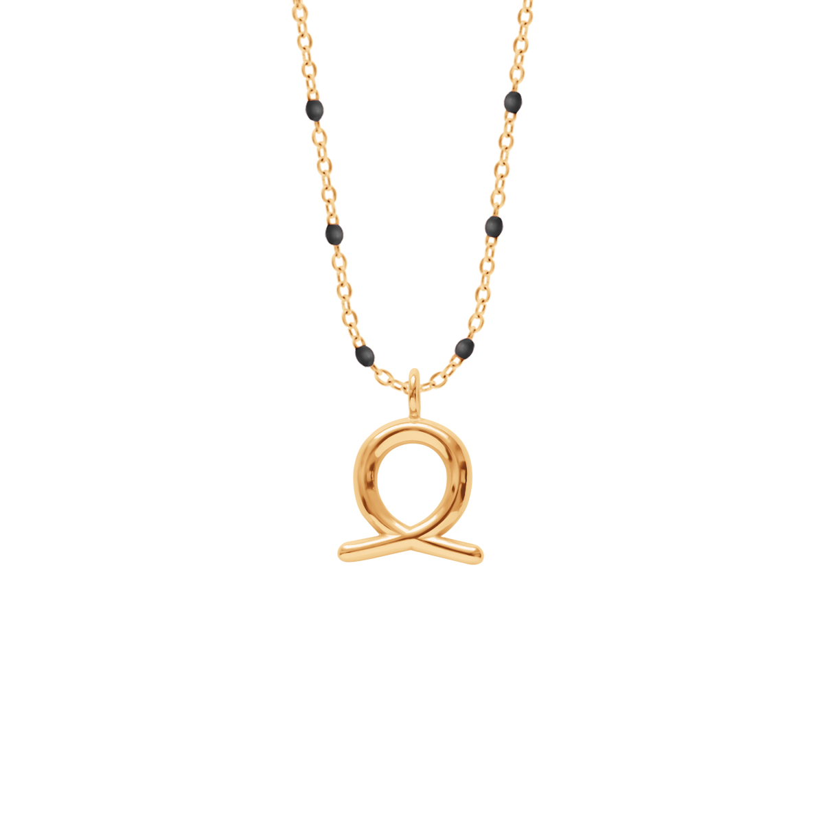 Halskette mit schwarze Emaille und einer Zodiac-Jungfrau Anhänger vergoldet