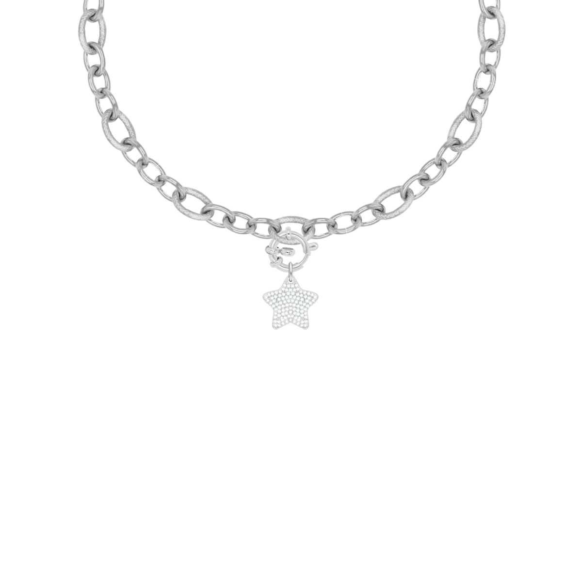 Halskette No.3 mit versilbertem 1,5 cm Stern mit weißen Zirkonen