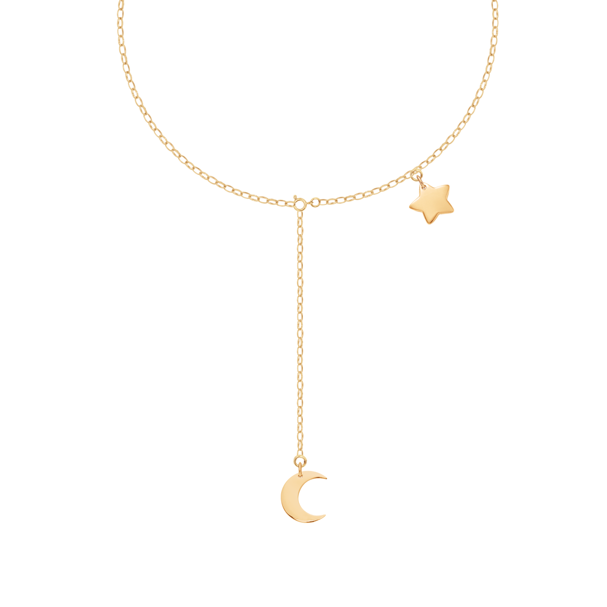 Halskette St:Germain mit Stern und Lune-Anhänger vergoldet