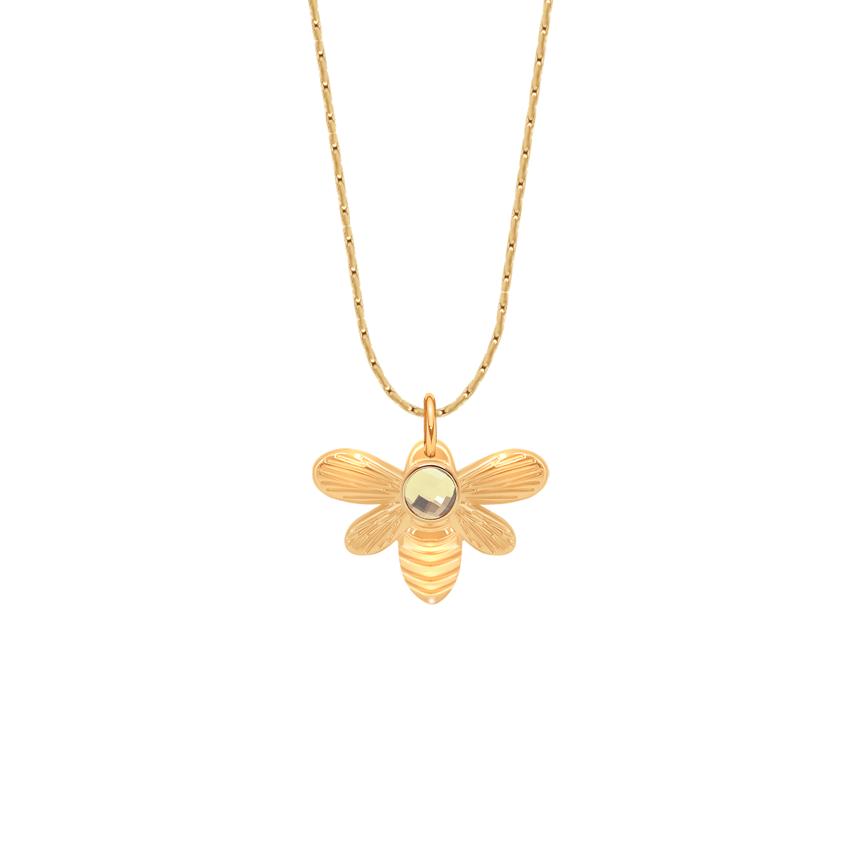 Halskette mit Honey mit Quarz 2 cm vergoldet