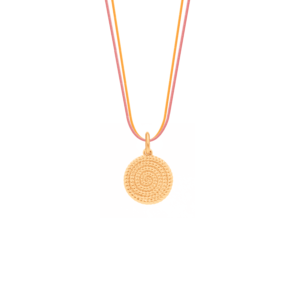 Schnurhalskette mit Münzanhänger Boho 1 vergoldet