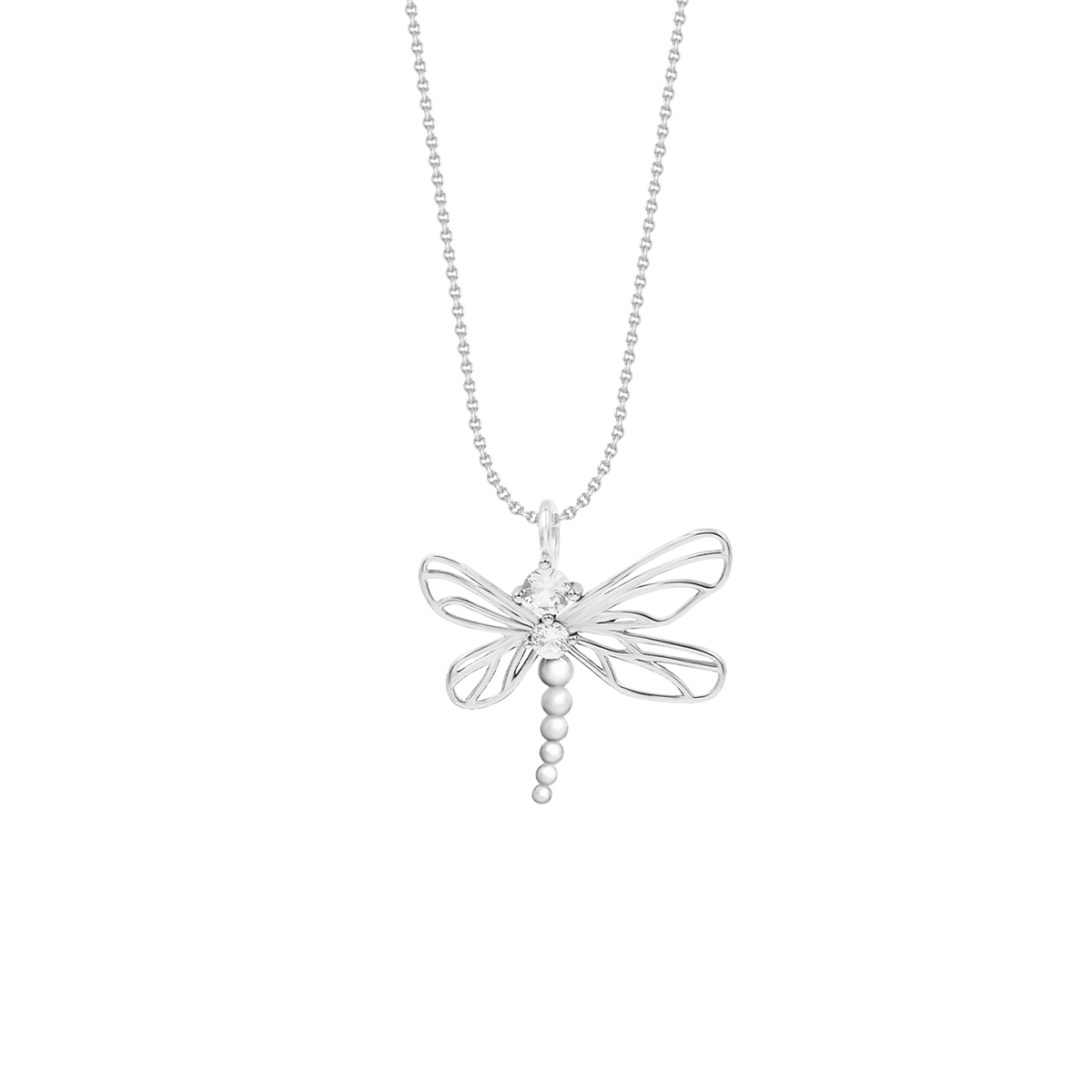 Halskette Faden mit Libellen mit weißem Zirknia silber