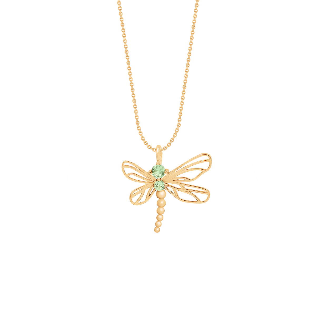 Halskette Klassisch mit Libellen mit grünem Zirkonia vergoldet