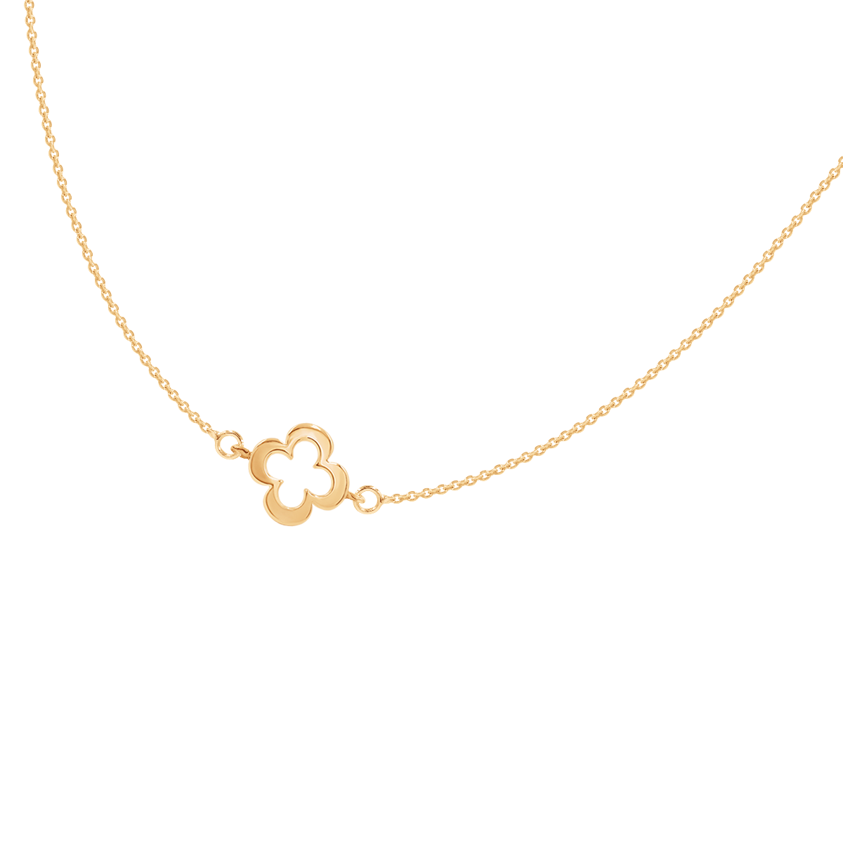 Halskette mit offen gearbeitetem Kleeblatt aus 585er Gelbgold