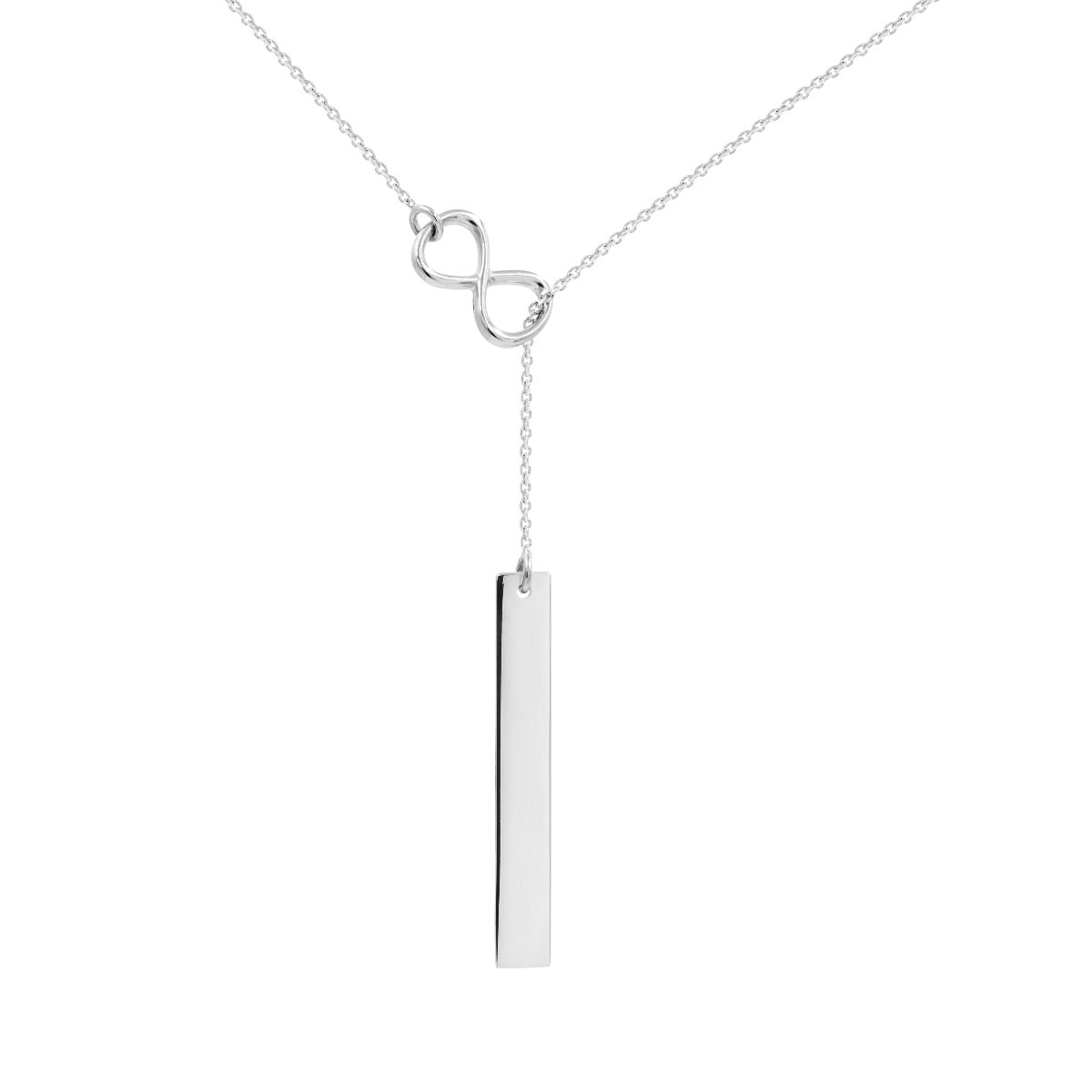 Halskette Unendlichkeit mit Platte 54 cm silber
