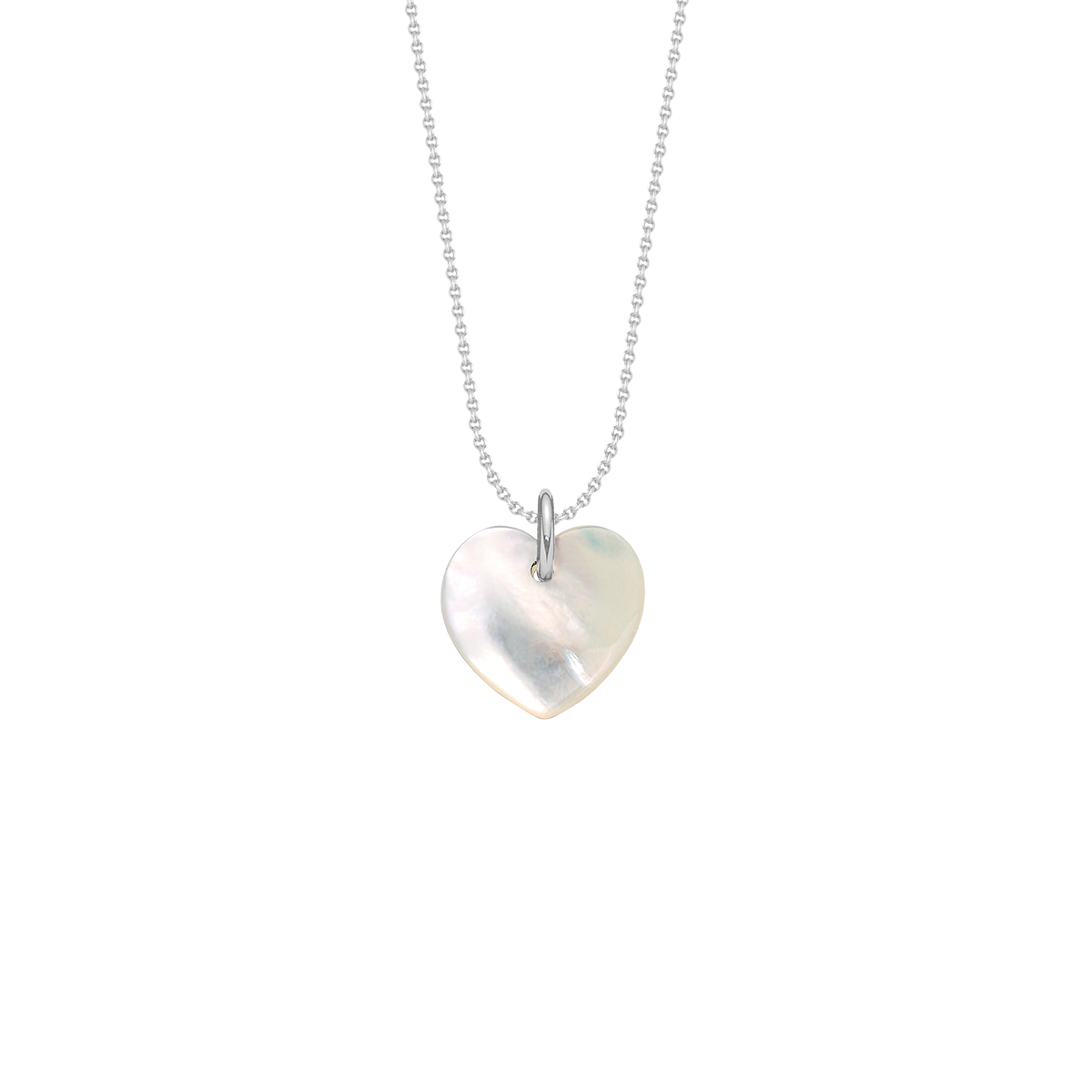 Halskette Klassisch mit 1,5 cm Herz aus Perlmutt silber