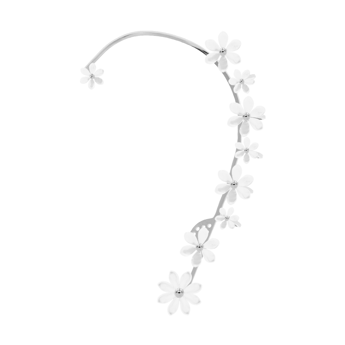 Ear Cuff Flowers mit Perlmut, links, versilbert