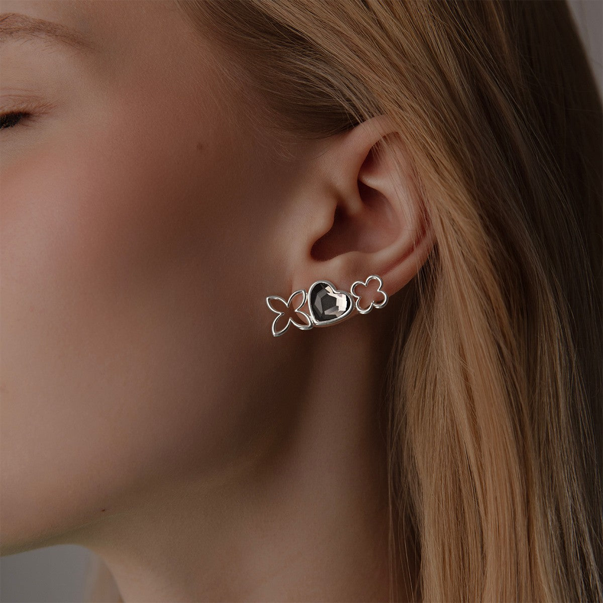 Multi-Ohrstecker Icons grauer Kristall