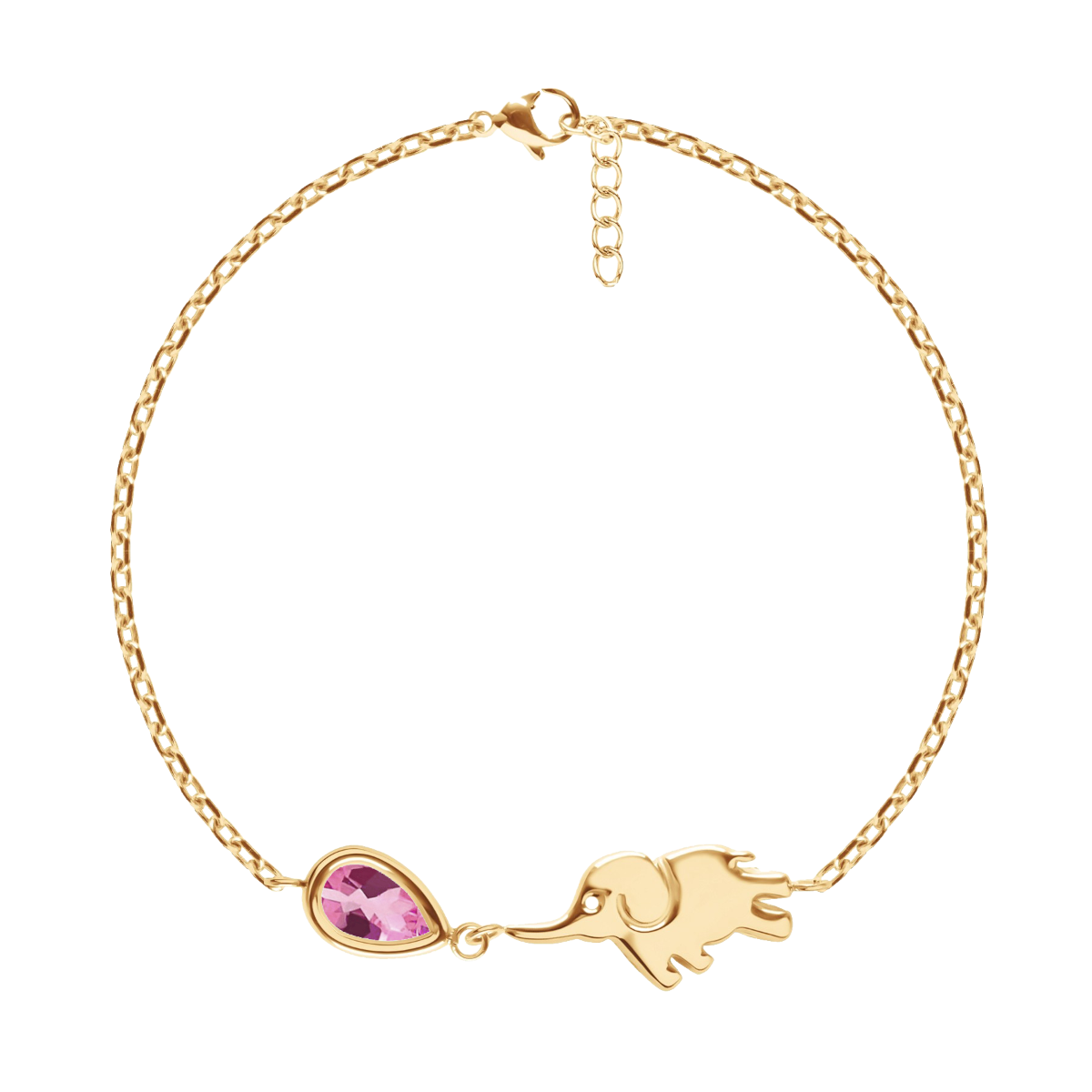 Armband Elefant mit Rubin 12cm, vergoldet