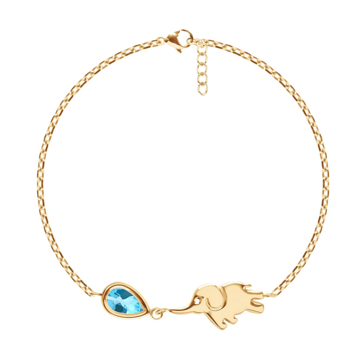 Armband Elefant mit Spinell 12cm, vergoldet