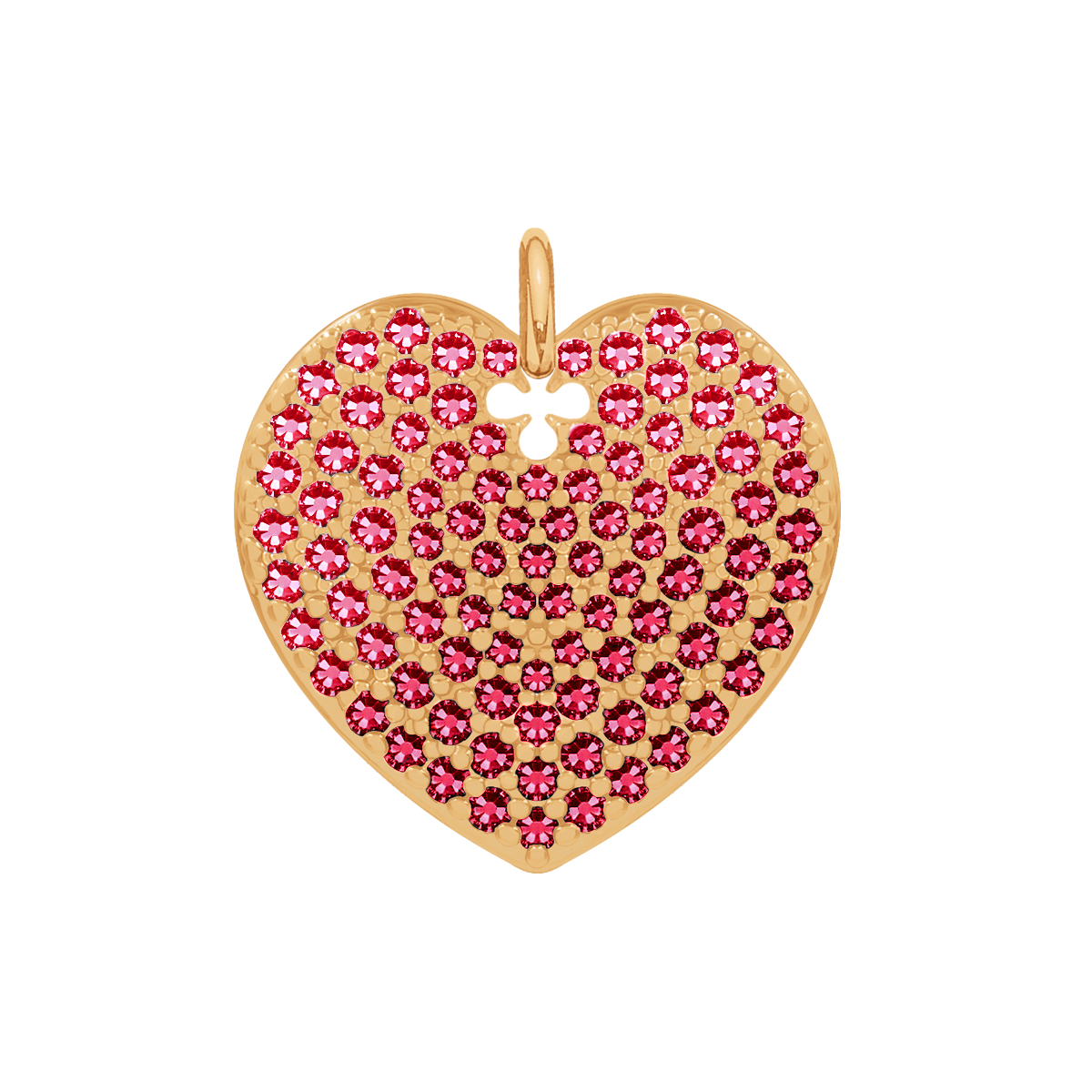 Herz mit rosa Zirkonen 2 cm, vergoldet