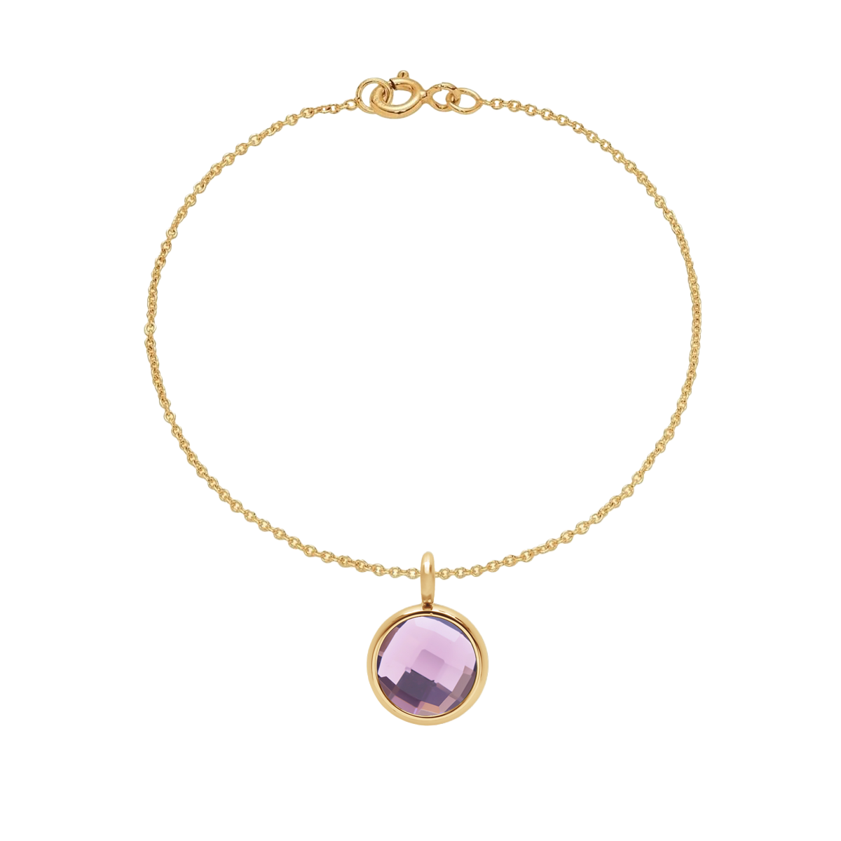 Armband Klassisch mit violettem Quarz vergoldet - Vorderansicht