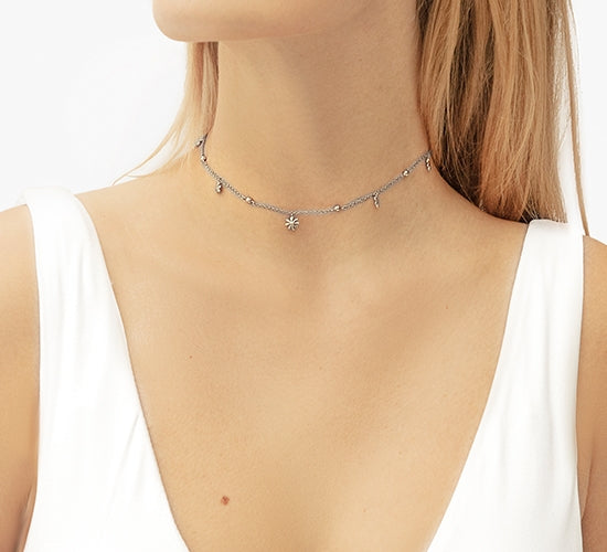 Flowers Choker silber