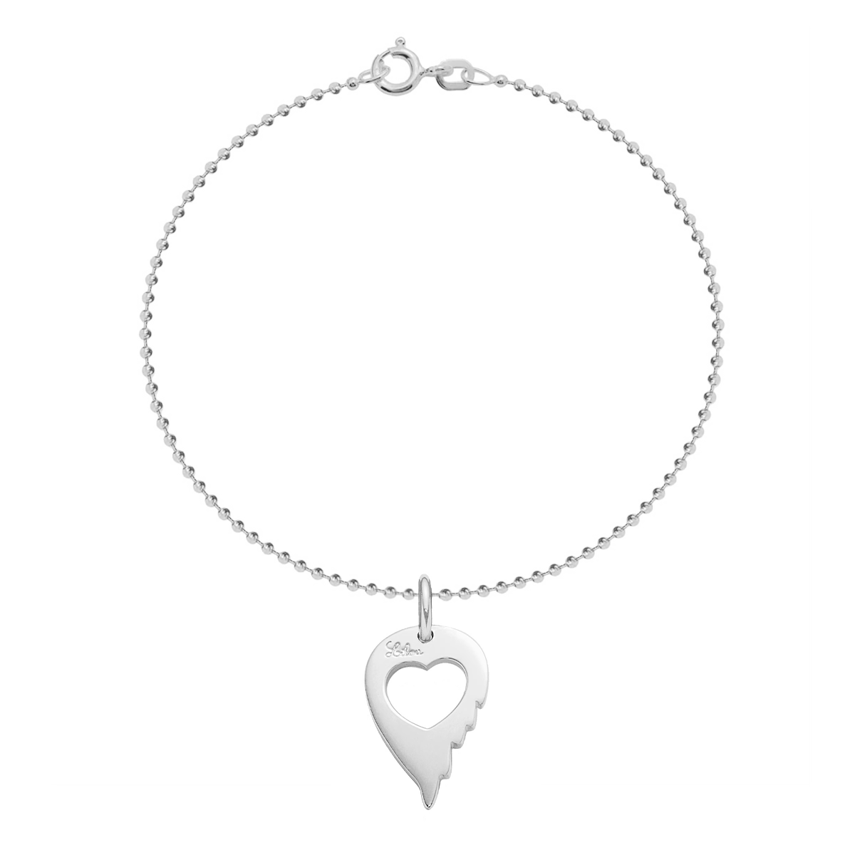 Armband Kügelchen mit Herzflügel Anhänger 925 Sterlingsilber