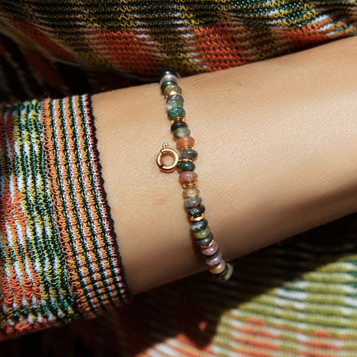 Armband aus Indischen Achatsteinen, vergoldet