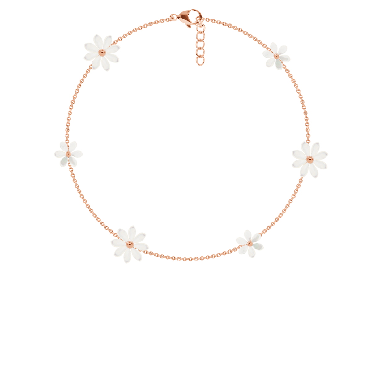 Flowers Armband mit Perlmutt Vergissmeinnicht, rosévergoldet