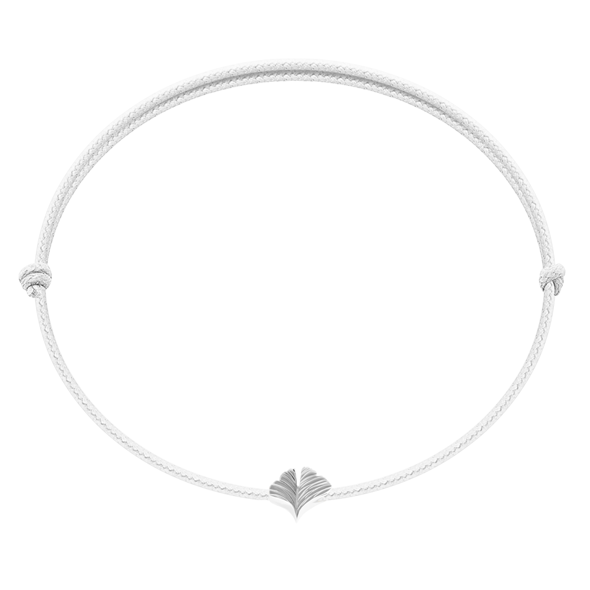 Schnurarmband weiß mit Etincelle Ginkgo 925 Sterlingsilber - Vorderansicht