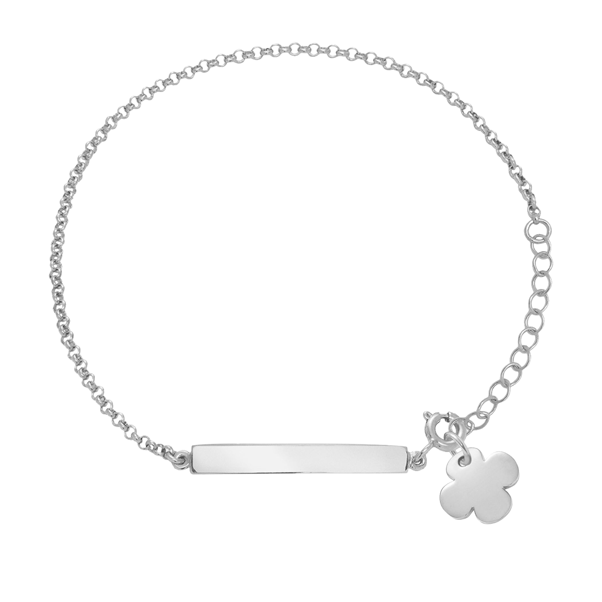 Armband mit einem Backblech und einem silbernen runden Klee - Detailansicht