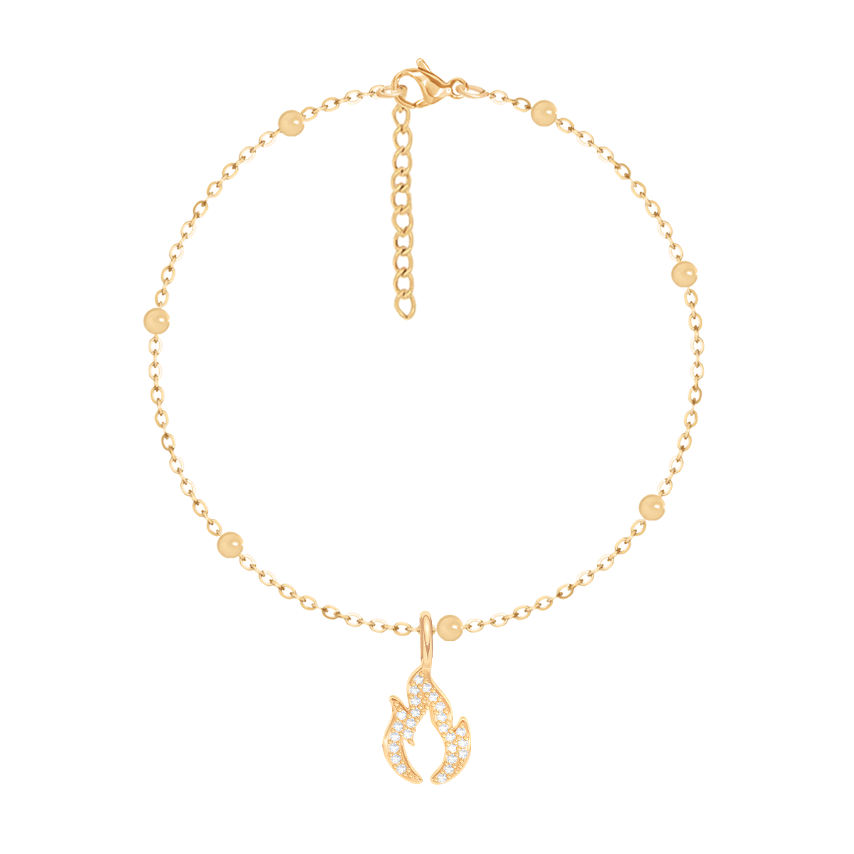 Armband Kugeln mit 1,2 cm Flamme-Anhänger mit Zirkonia vergoldet
