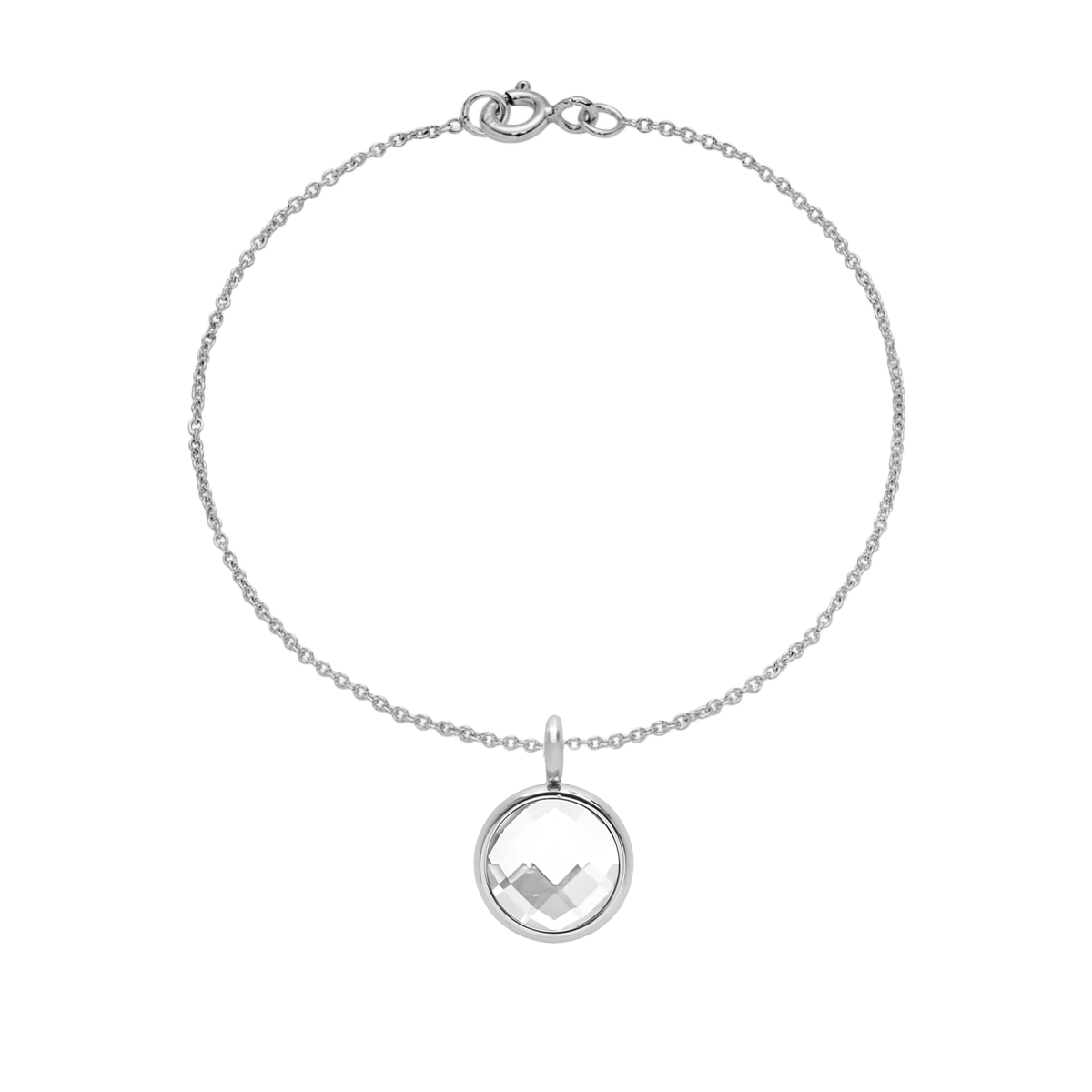 Armband klassisch mit weißem Quarz silber - Vorderansicht