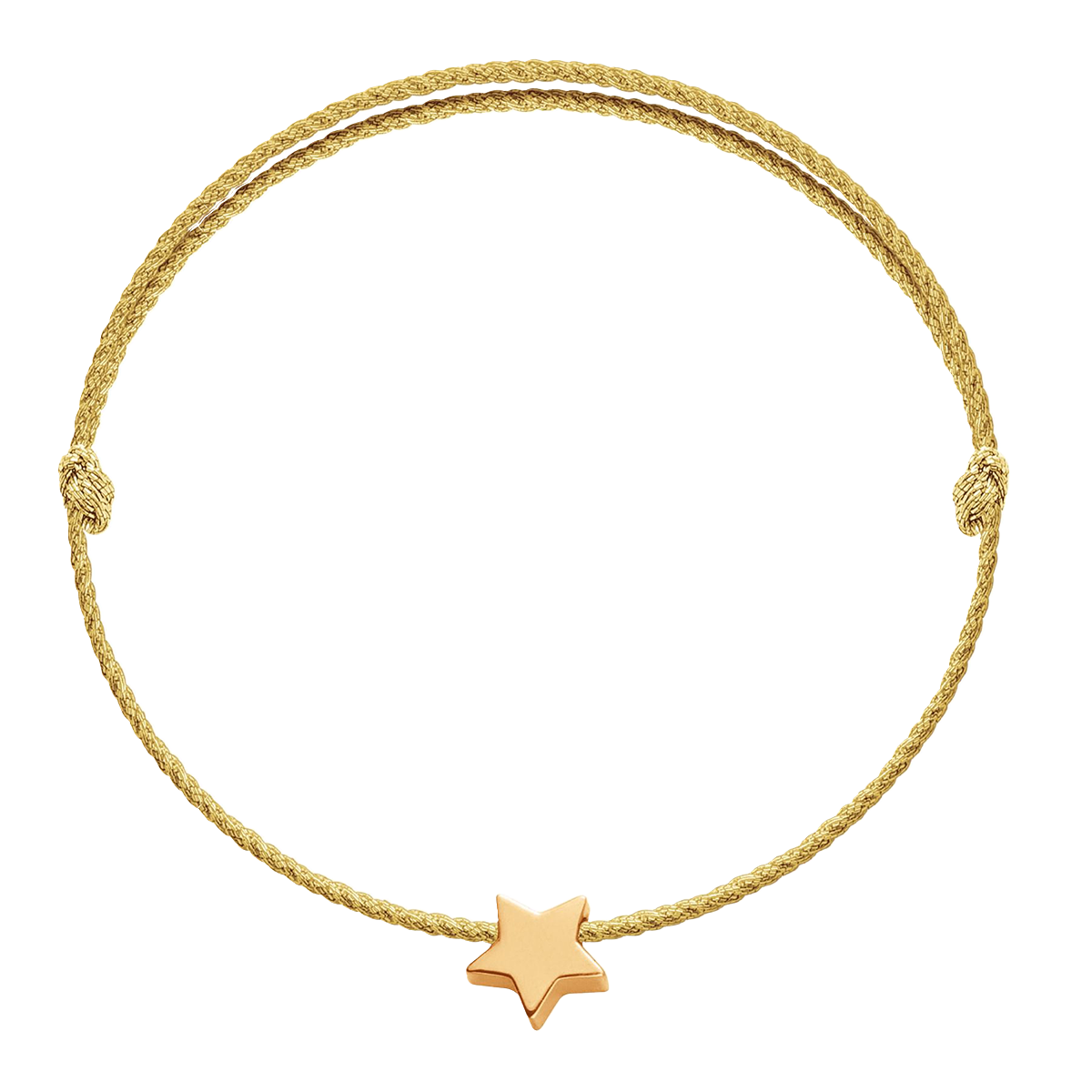 Armband mit einem goldenen Stern Etinkell auf einer dicken goldenen Premium -Saite - Vorderansicht