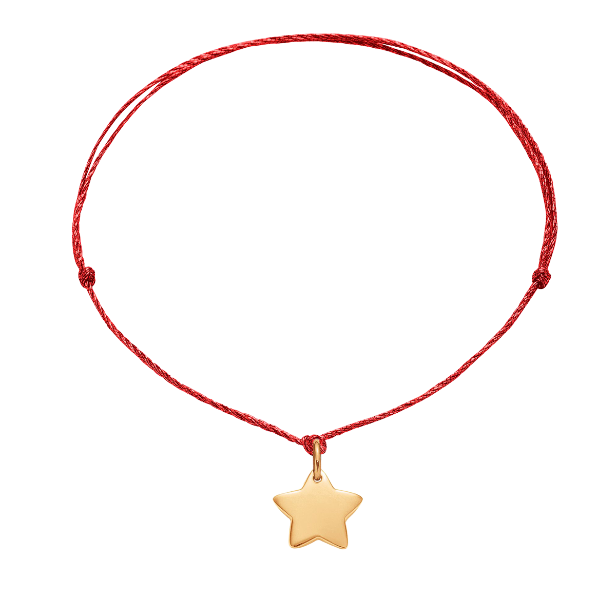 Armband mit einem goldplattierten Stern auf einer dicken roten Premium -Saite - Vorderansicht