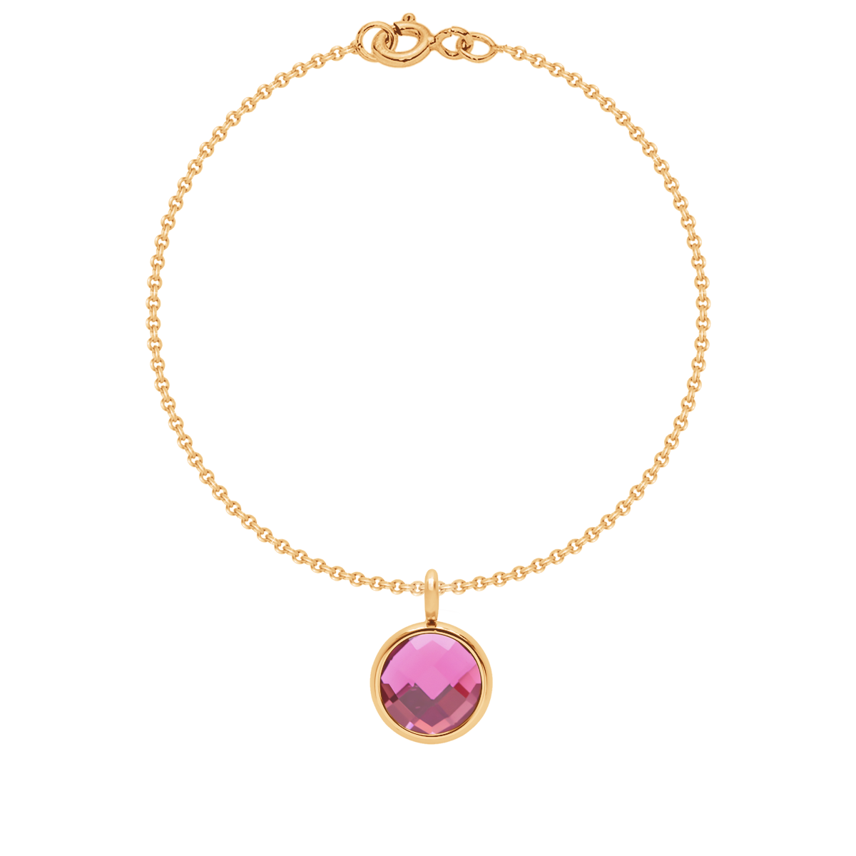 Armband klassisch mit rosa Quarz vergoldet - Vorderansicht