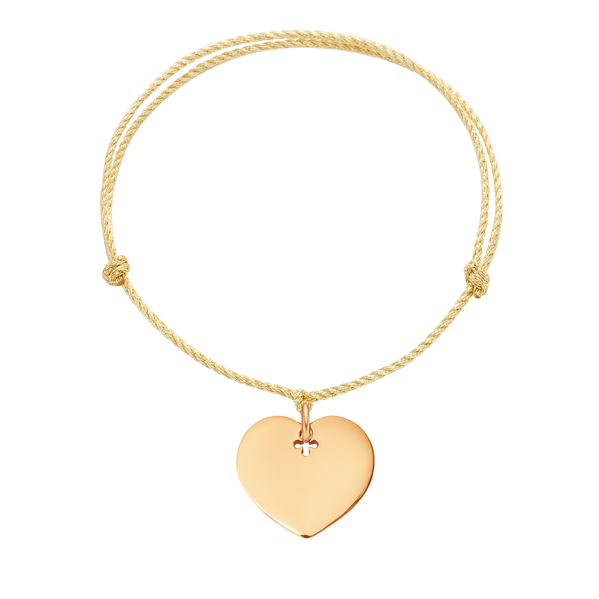 Armband mit vergoldetem 2 cm Herzen an dicker goldenen Premium-Schnur
