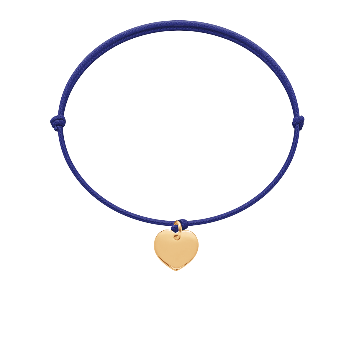 Schnurarmband in Kornblumenblau mit 1 cm vergoldeten Herzen
