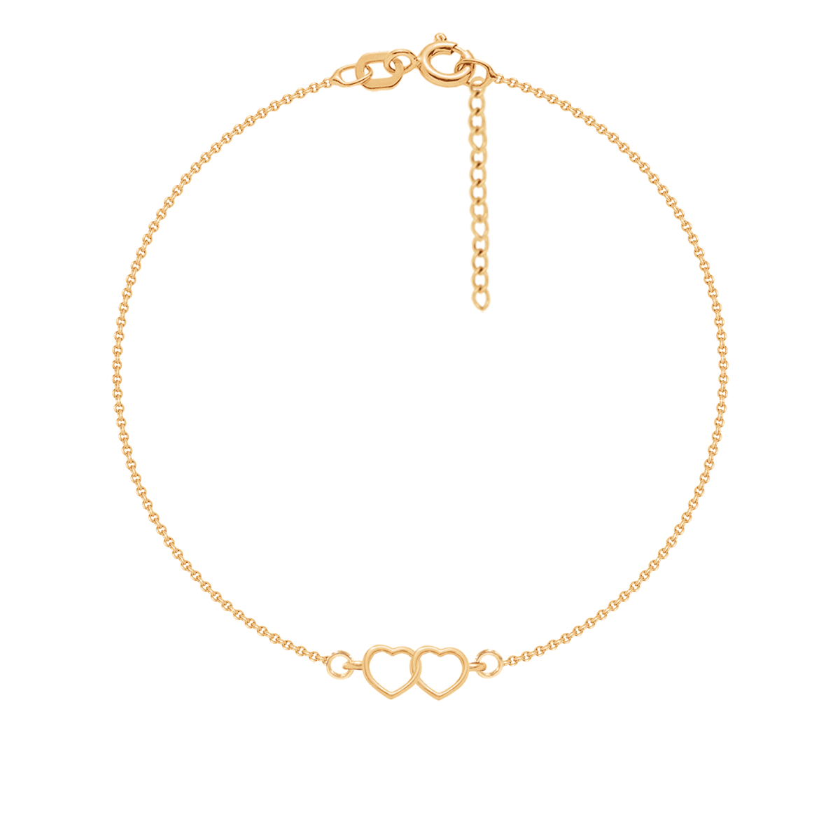 Armband verschlungene Herzen 16cm vergoldet - Vorderansicht