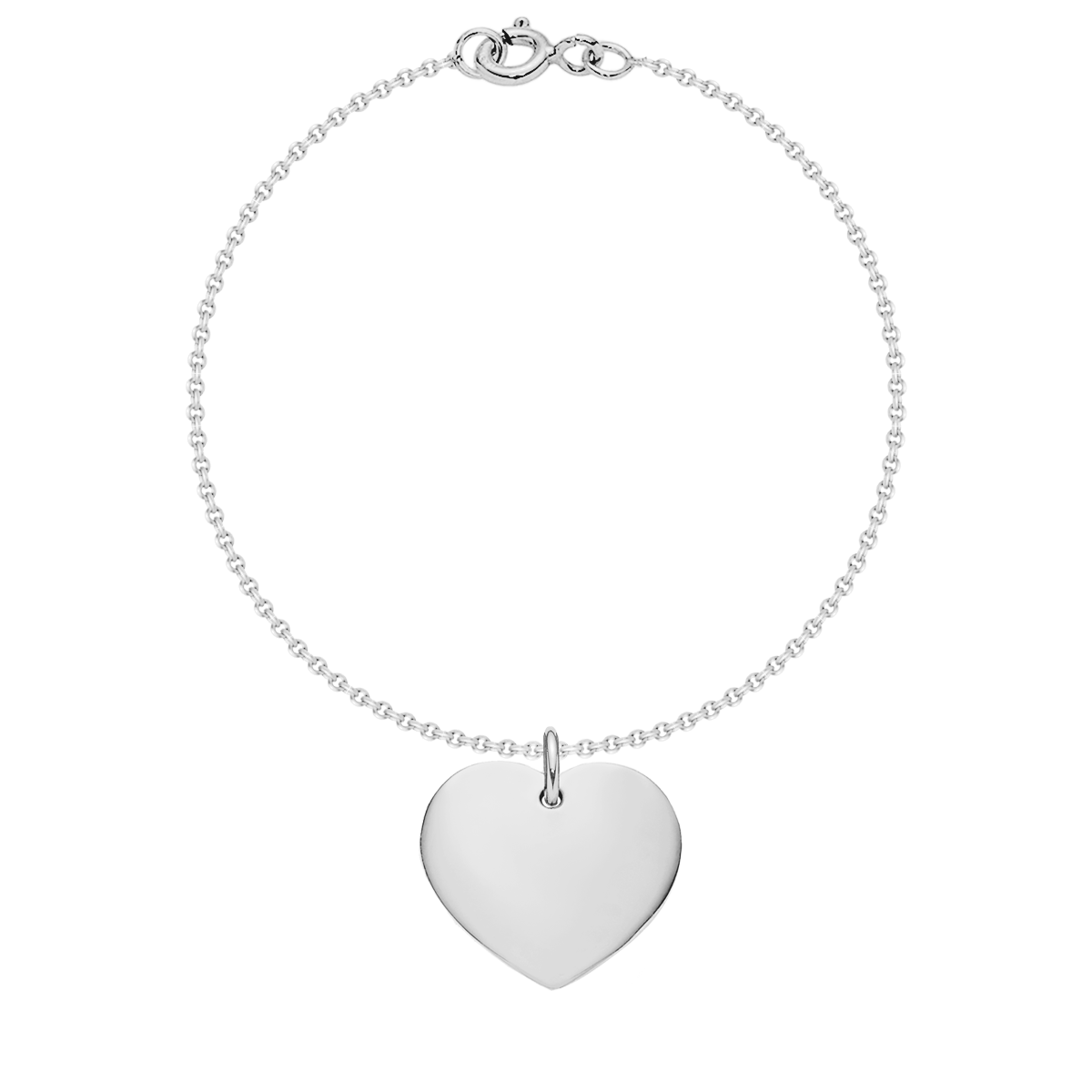 Armband Klassisch mit 1,5 cm Herz silber - Vorderansicht