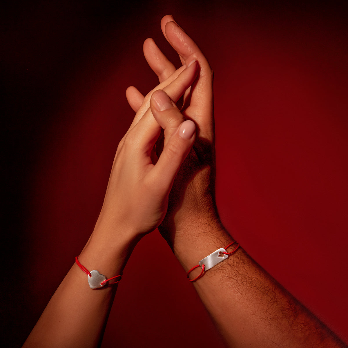 Partnerarmbänder Power of Love, rot, silber - Detailansicht
