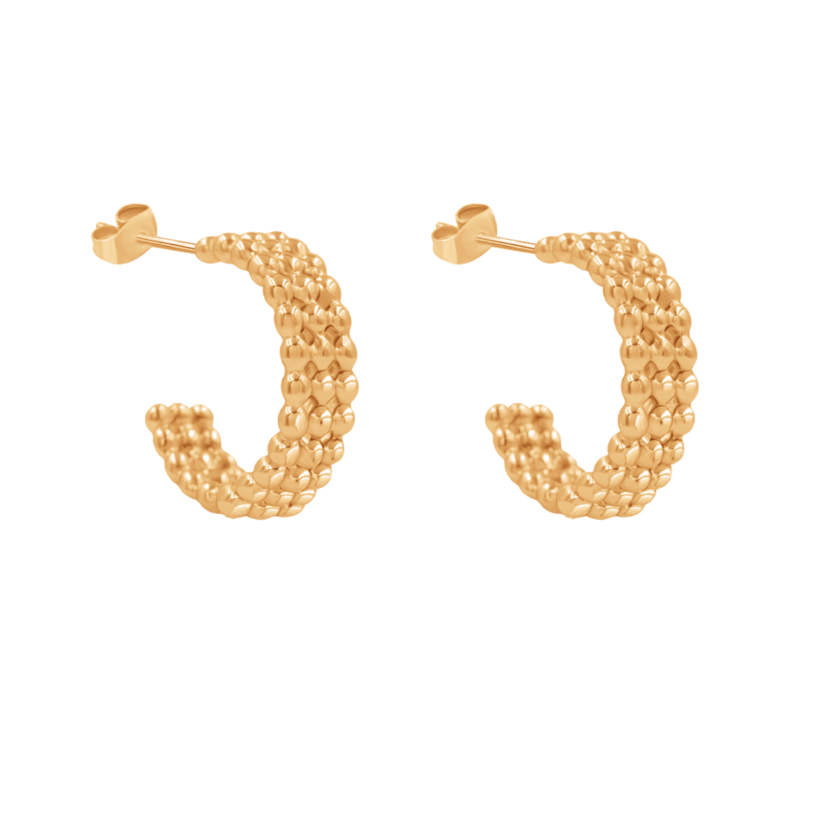 Ethno Ohrringe No.5, 1cm, vergoldet - Vorderansicht