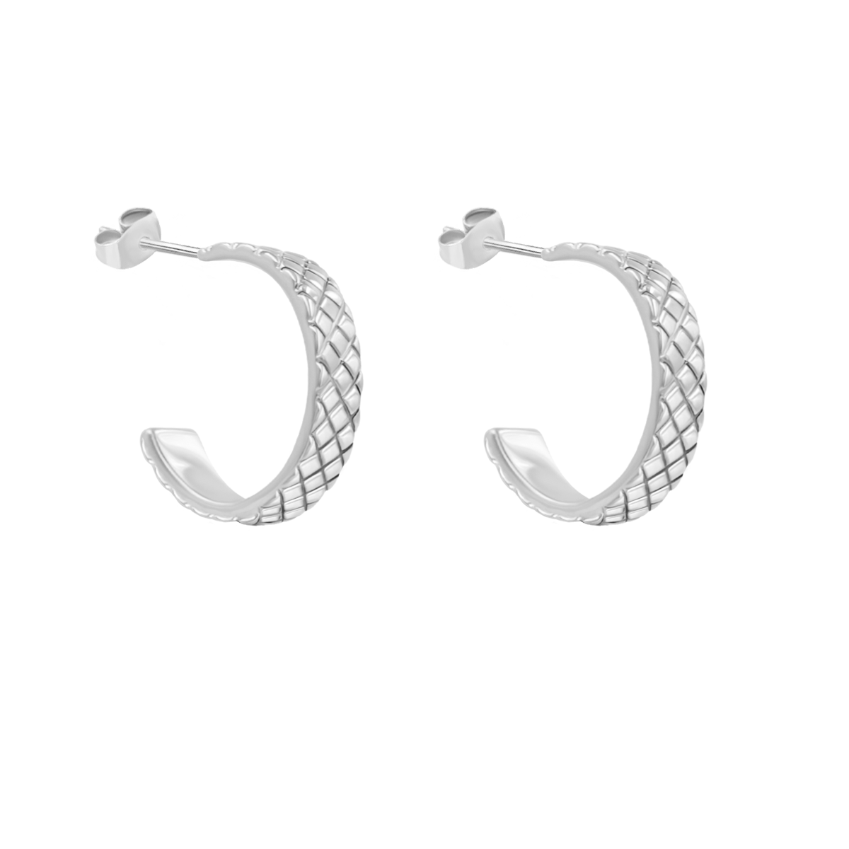 Ethno Ohrringe No.4, 1cm, versilbert - Vorderansicht