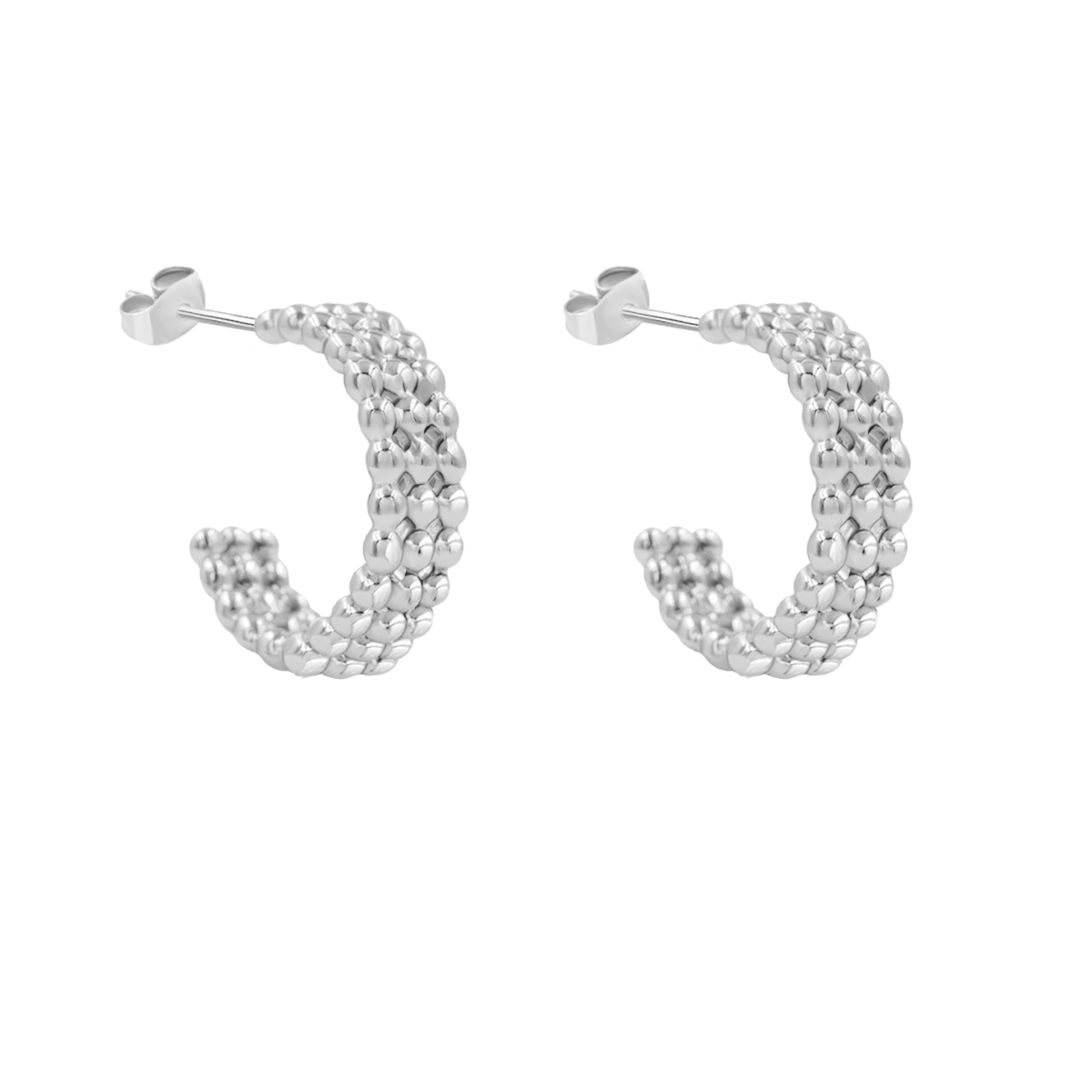 Ethno Ohrringe No.5, 1cm, versilbert - Vorderansicht