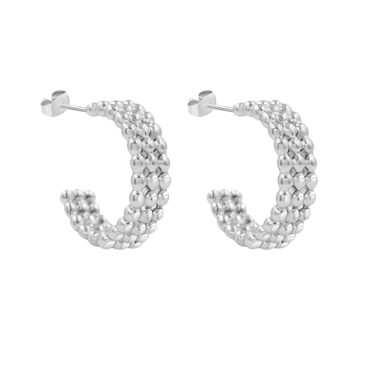 Ethno Ohrringe No.5, 1,3 cm, versilbert - Vorderansicht