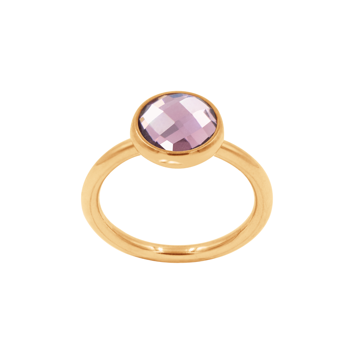 Ring mit violettem Quarz, vergoldet